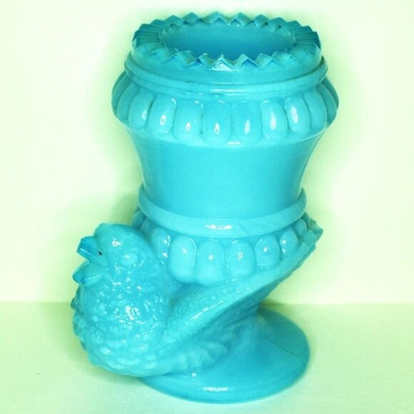Degenhart Glass Vintage Toothpick Holder Bird Decor Blue Kitchen Dining Decor - Picture 1 of 7